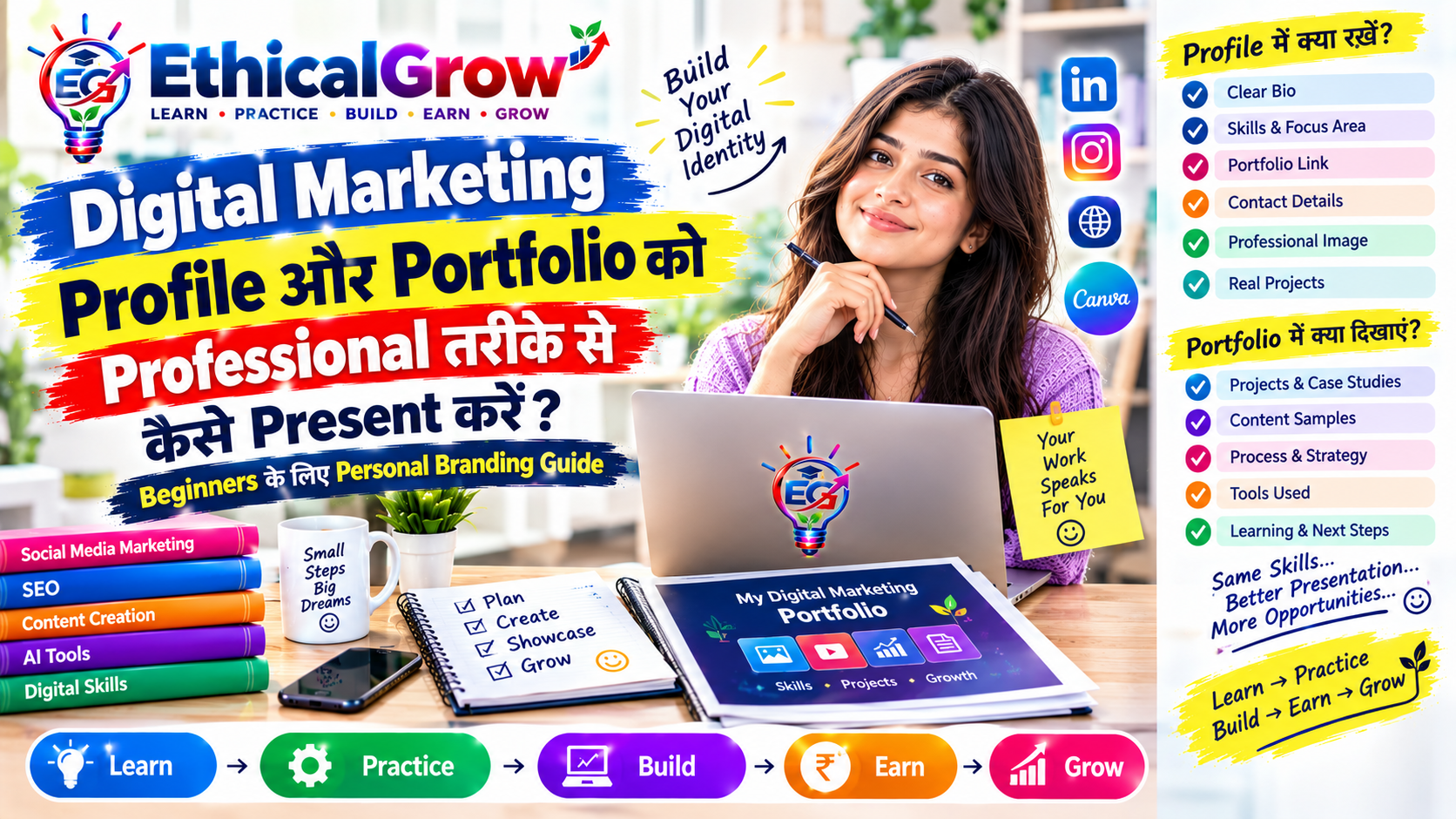 Digital Marketing Profile और Portfolio को Professional तरीके से कैसे Present करें? Beginners के लिए Personal Branding Guide